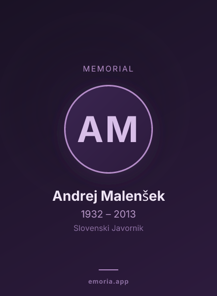 Memorial portrait of Andrej Malenšek