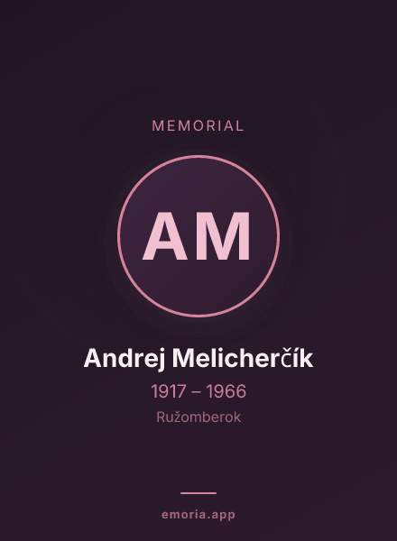 Memorial portrait of Andrej Melicherčík