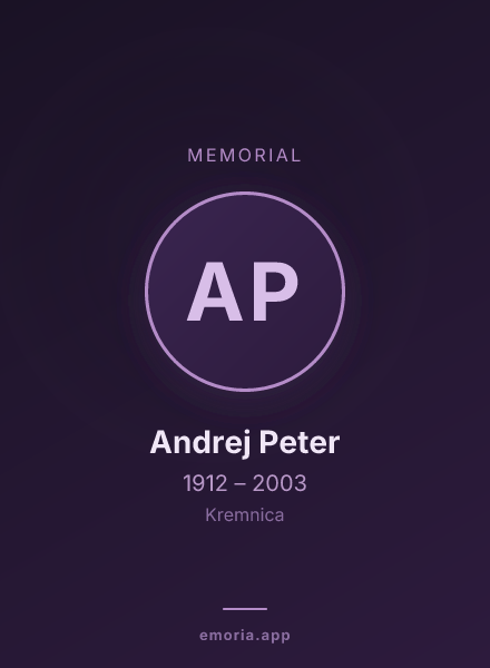 Memorial portrait of Andrej Peter
