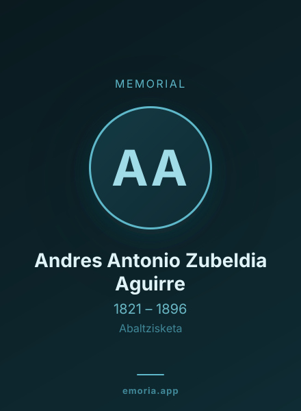 Memorial portrait of Andres Antonio Zubeldia Aguirre