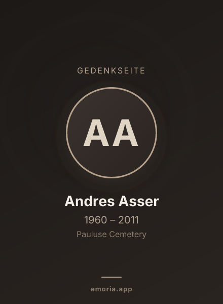 Gedenkportrait von Andres Asser