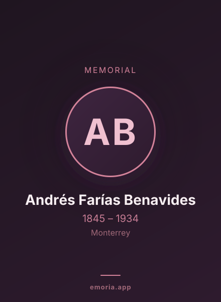 Memorial portrait of Andrés Farías Benavides