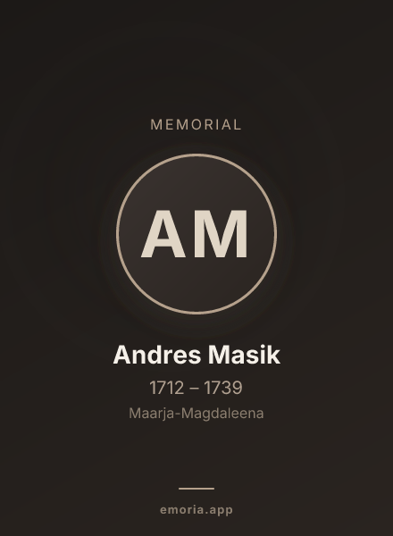 Memorial portrait of Andres Masik