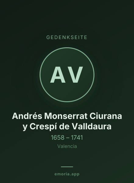 Gedenkportrait von Andrés Monserrat Ciurana y Crespí de Valldaura