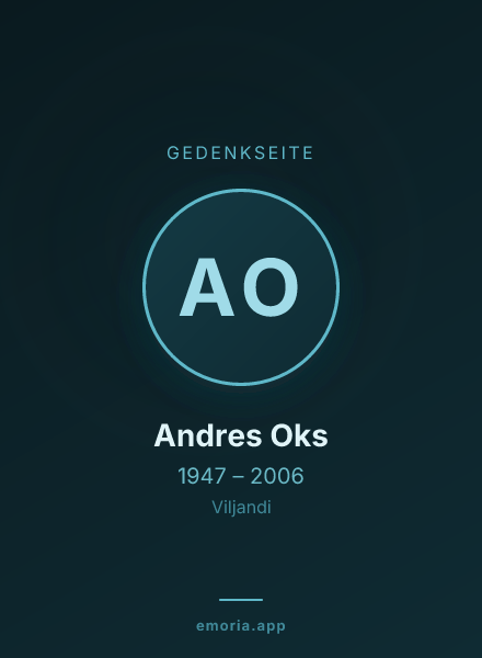 Gedenkportrait von Andres Oks