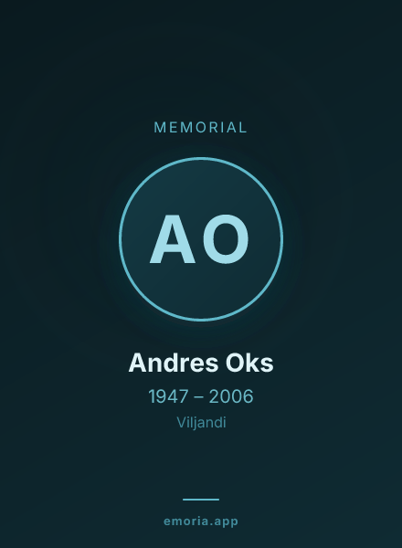 Memorial portrait of Andres Oks
