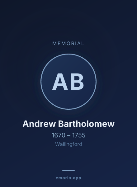 Memorial portrait of Andrew Bartholomew