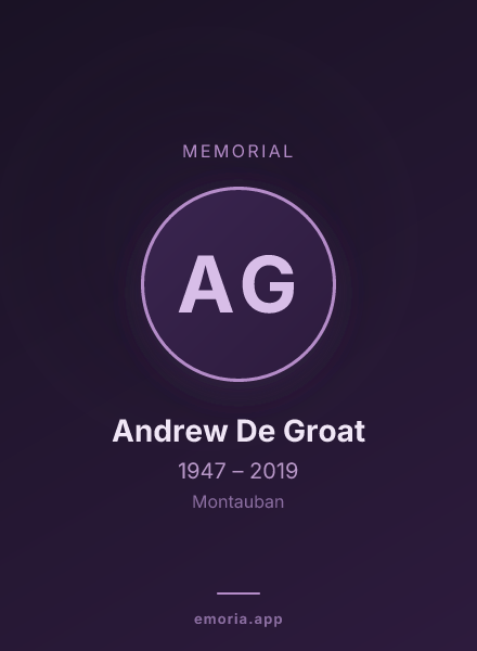 Memorial portrait of Andrew De Groat