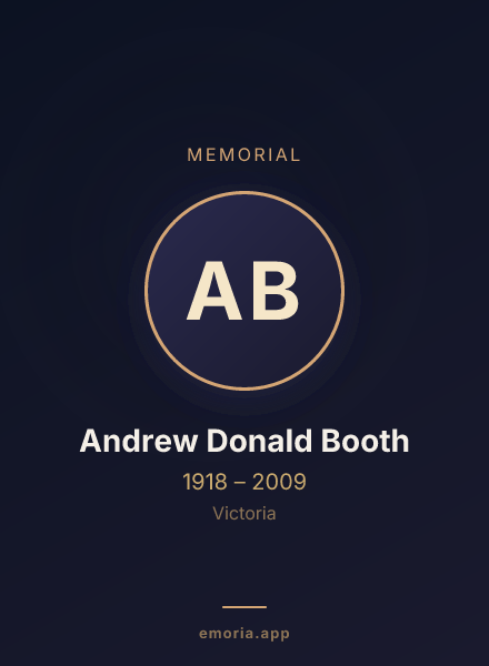 Memorial portrait of Andrew Donald Booth