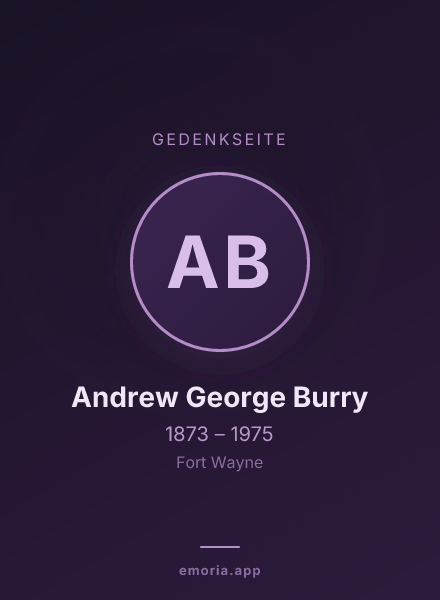 Gedenkportrait von Andrew George Burry