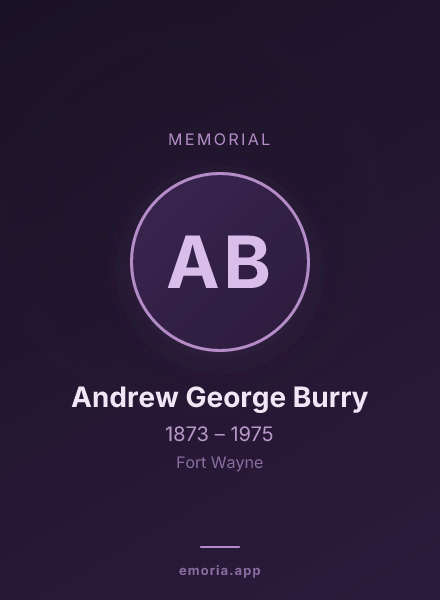 Memorial portrait of Andrew George Burry