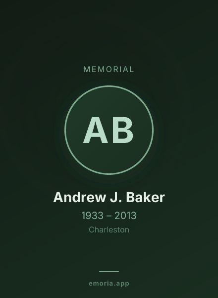 Memorial portrait of Andrew J. Baker