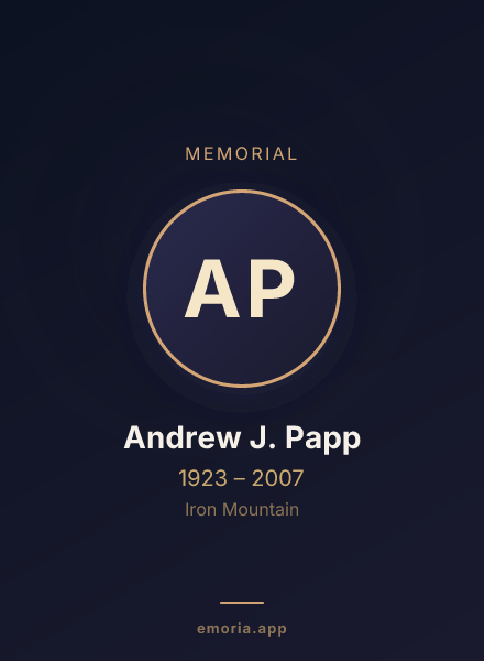 Memorial portrait of Andrew J. Papp