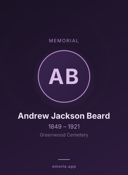 Memorial portrait of Andrew Jackson Beard