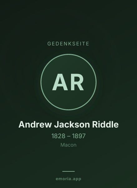 Gedenkportrait von Andrew Jackson Riddle