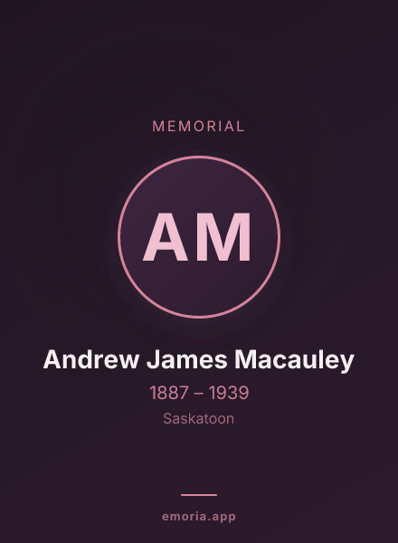 Memorial portrait of Andrew James Macauley