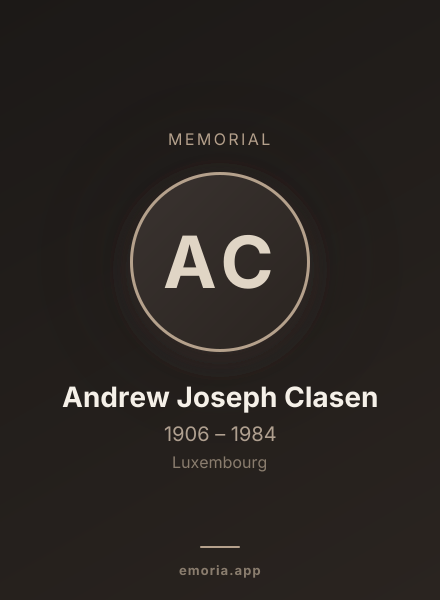 Memorial portrait of Andrew Joseph Clasen