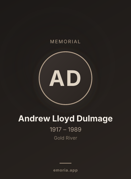 Memorial portrait of Andrew Lloyd Dulmage