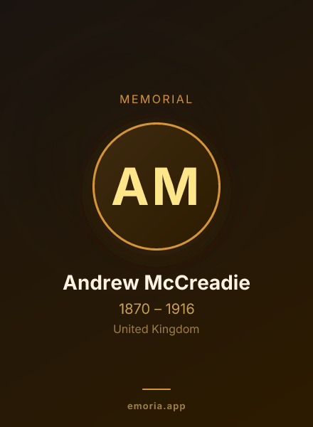 Memorial portrait of Andrew McCreadie
