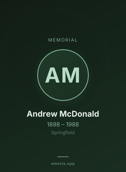 Memorial portrait of Andrew McDonald