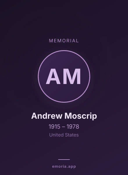 Memorial portrait of Andrew Moscrip