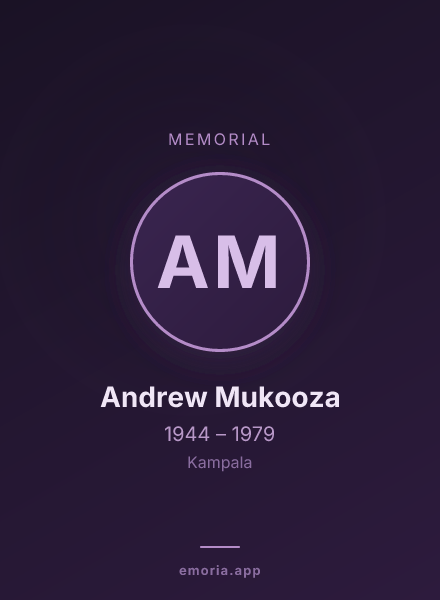 Memorial portrait of Andrew Mukooza