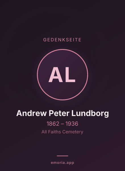 Gedenkportrait von Andrew Peter Lundborg