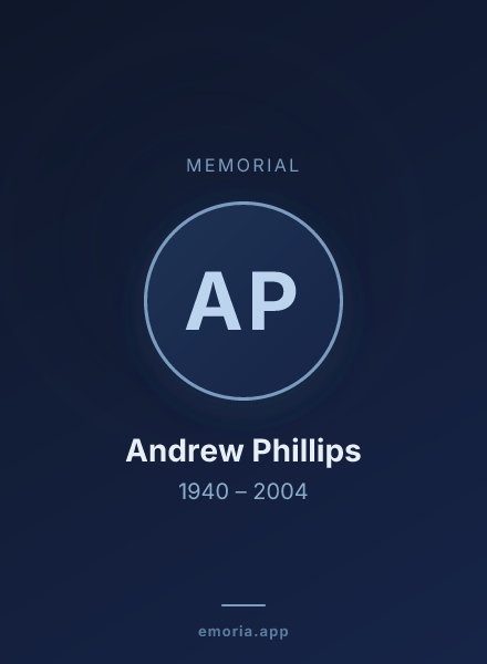 Memorial portrait of Andrew Phillips