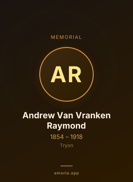 Memorial portrait of Andrew Van Vranken Raymond