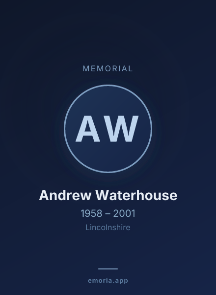 Memorial portrait of Andrew Waterhouse