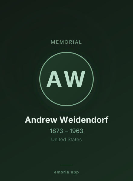 Memorial portrait of Andrew Weidendorf