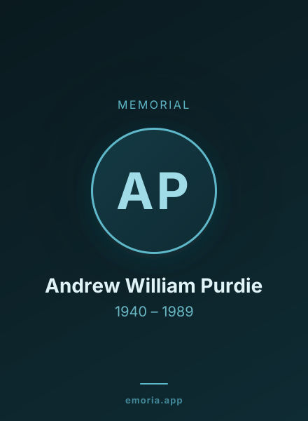 Memorial portrait of Andrew William Purdie