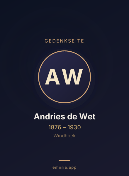 Gedenkportrait von Andries de Wet