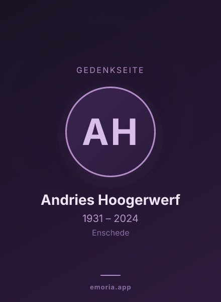 Gedenkportrait von Andries Hoogerwerf