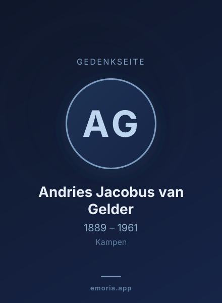 Gedenkportrait von Andries Jacobus van Gelder