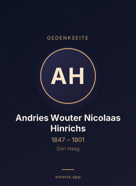 Gedenkportrait von Andries Wouter Nicolaas Hinrichs