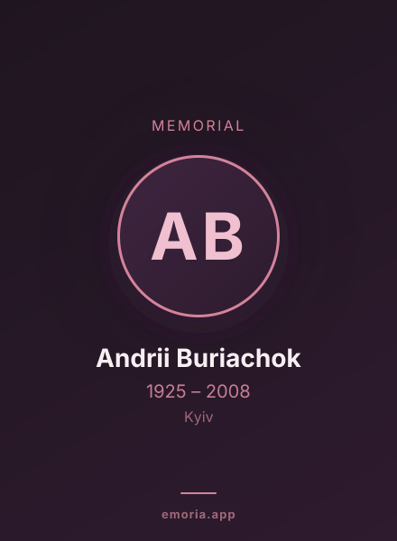 Memorial portrait of Andrii Buriachok