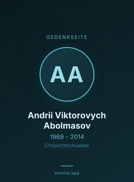 Gedenkportrait von Andrii Viktorovych Abolmasov