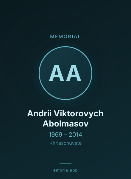 Memorial portrait of Andrii Viktorovych Abolmasov