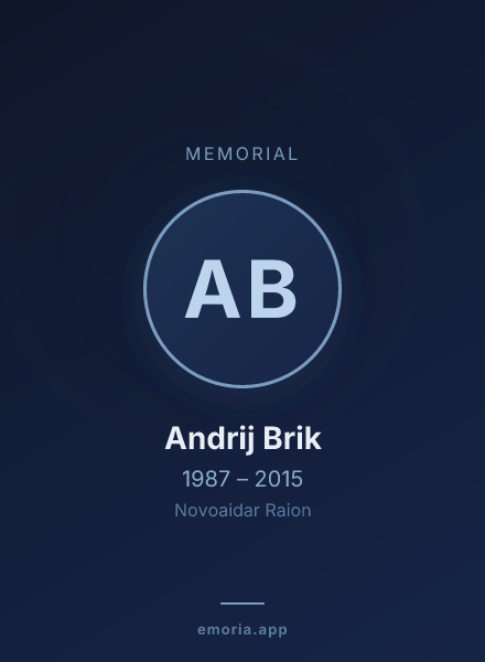 Memorial portrait of Andrij Brik