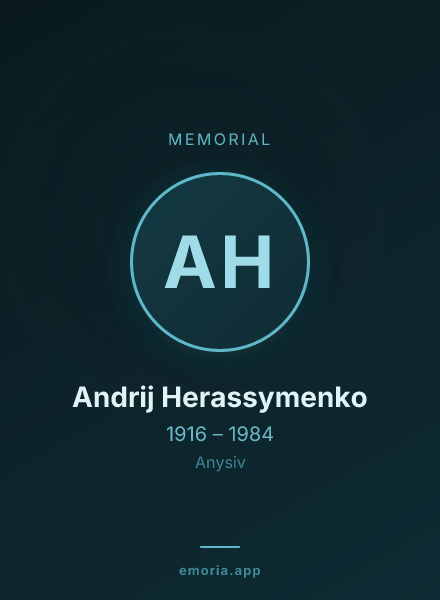 Memorial portrait of Andrij Herassymenko