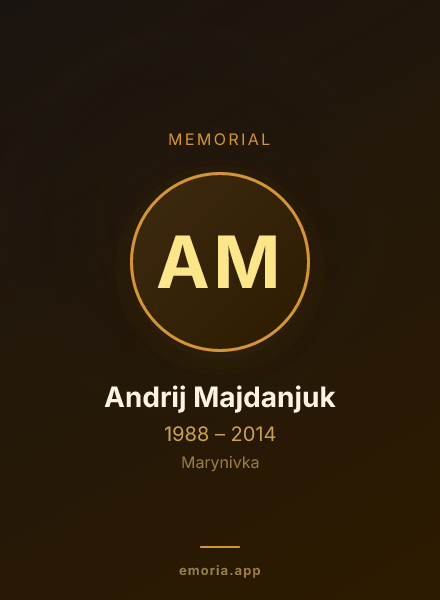 Memorial portrait of Andrij Majdanjuk