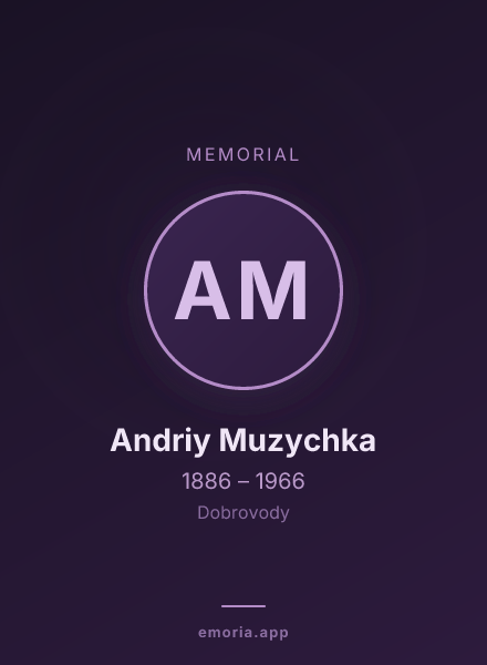 Memorial portrait of Andriy Muzychka