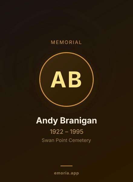 Memorial portrait of Andy Branigan