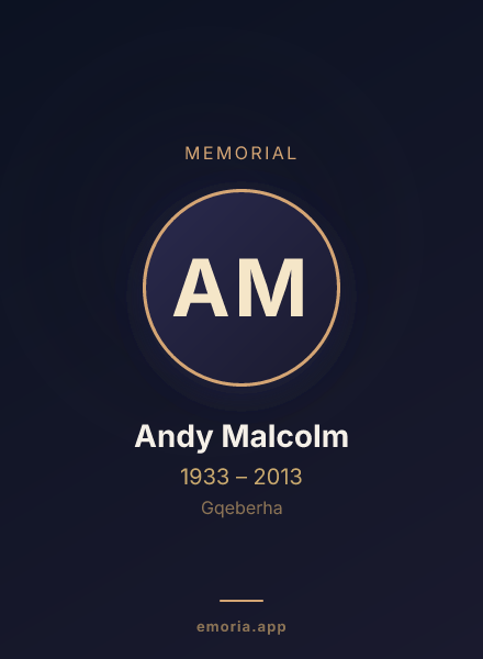 Memorial portrait of Andy Malcolm