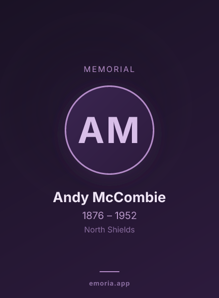 Memorial portrait of Andy McCombie