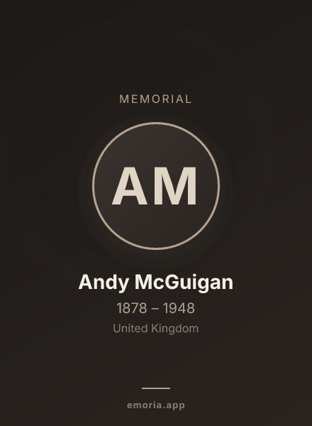 Memorial portrait of Andy McGuigan