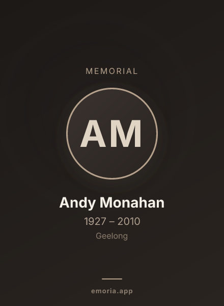 Memorial portrait of Andy Monahan
