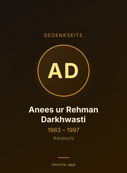 Gedenkportrait von Anees ur Rehman Darkhwasti