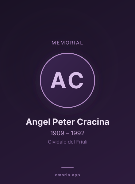 Memorial portrait of Angel Peter Cracina